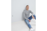 River Island Knitted Hoodie In Gray Marl